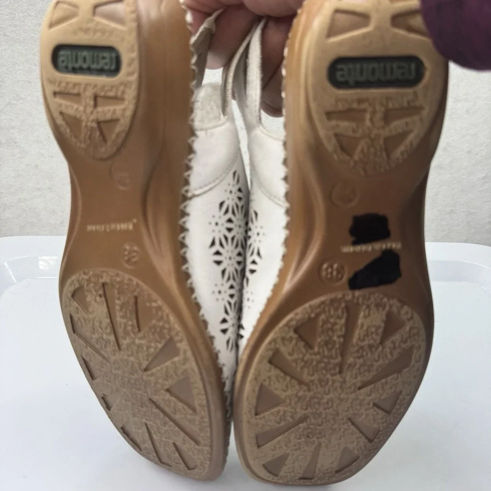 Remonte White Laser-Cut Slingback Sandals